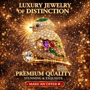 Sparkling Gold Tone Bird Brooch Pin with Multi Color Rhinestones and Crystals